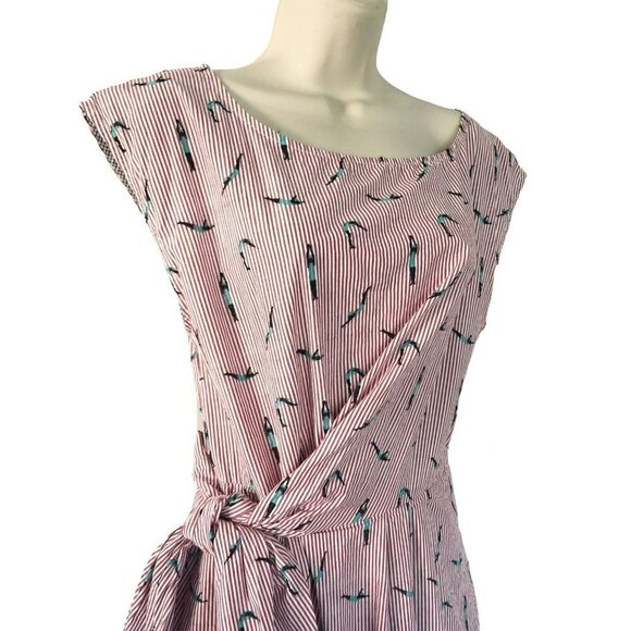 Maeve Anthropologie Women's Sz 8 Bathing Beauty Divers Swimming Tie Waist Dress - Picture 4 of 10